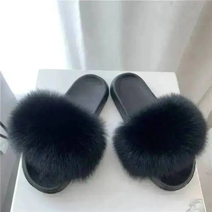 Women's Fluffy  Slides Fashion Plush fluffy Flat Sandals Casual Indoor Outdoor Beach Casual Slippers