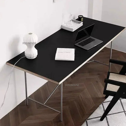 Office Furniture Stainless Steel Leg Rectangular Desks Solid Wood Office Computer Desk For Conference Room Writing Study Table g