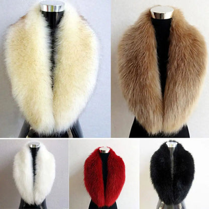 Hood Fur Scarf Imitation Fur Shawl Fake Collar Wrap Winter Scarf Large Winter Fur Collar Thick Neck Warmer Scarf Woman Luxury