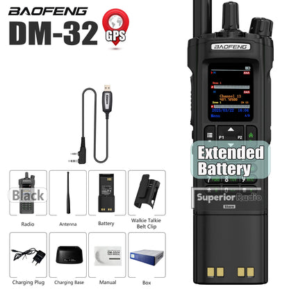 Baofeng DM-32 DMR Digital Walkie Talkie Upgraded Extended Battery High Capacity GPS APRS Dual Mode Analog Dual Time Slot  AM FM
