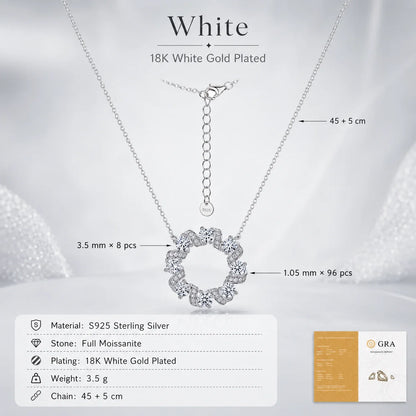 Moissanite Twist Circle Pendant Necklace S925 Sterling Silver Mobius Round Collarbone Chain Fine Jewelry Gift GRA Certified