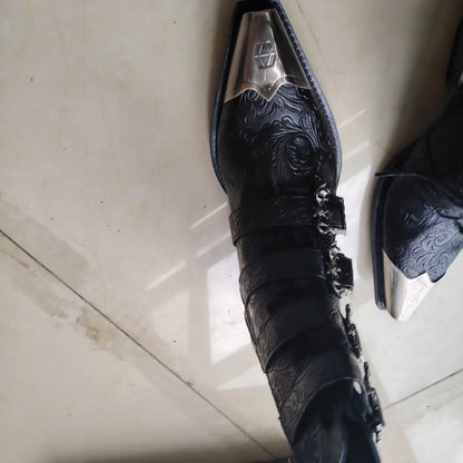 Retro Metal Head Western Cowboy Short Boots Spring 2026 New Pointed Chelsea Height-Increasing Men's Women's Footwear