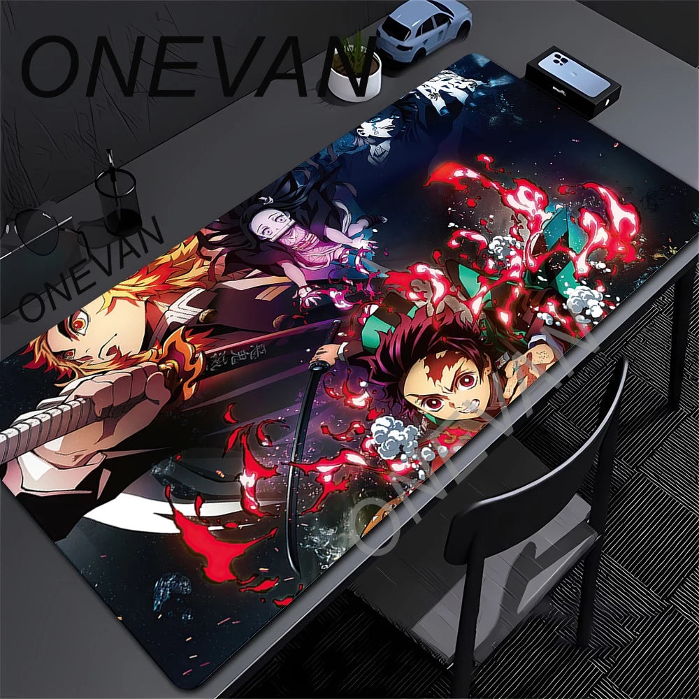 Mouse Pad Gaming Laptops Keyboard Mat Xxl Pc Desk Protector Deskmat Gamer Mats Anime Demon Slayers Rengoku Kyoujurou Pc Mousepad