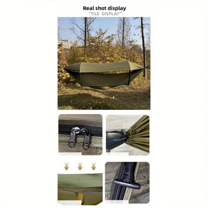 New Arrival Outdoor Double Hammock with Anti-flip Design, Automatic Speed Open Swing, Mosquito Net, Sunshade Canopy