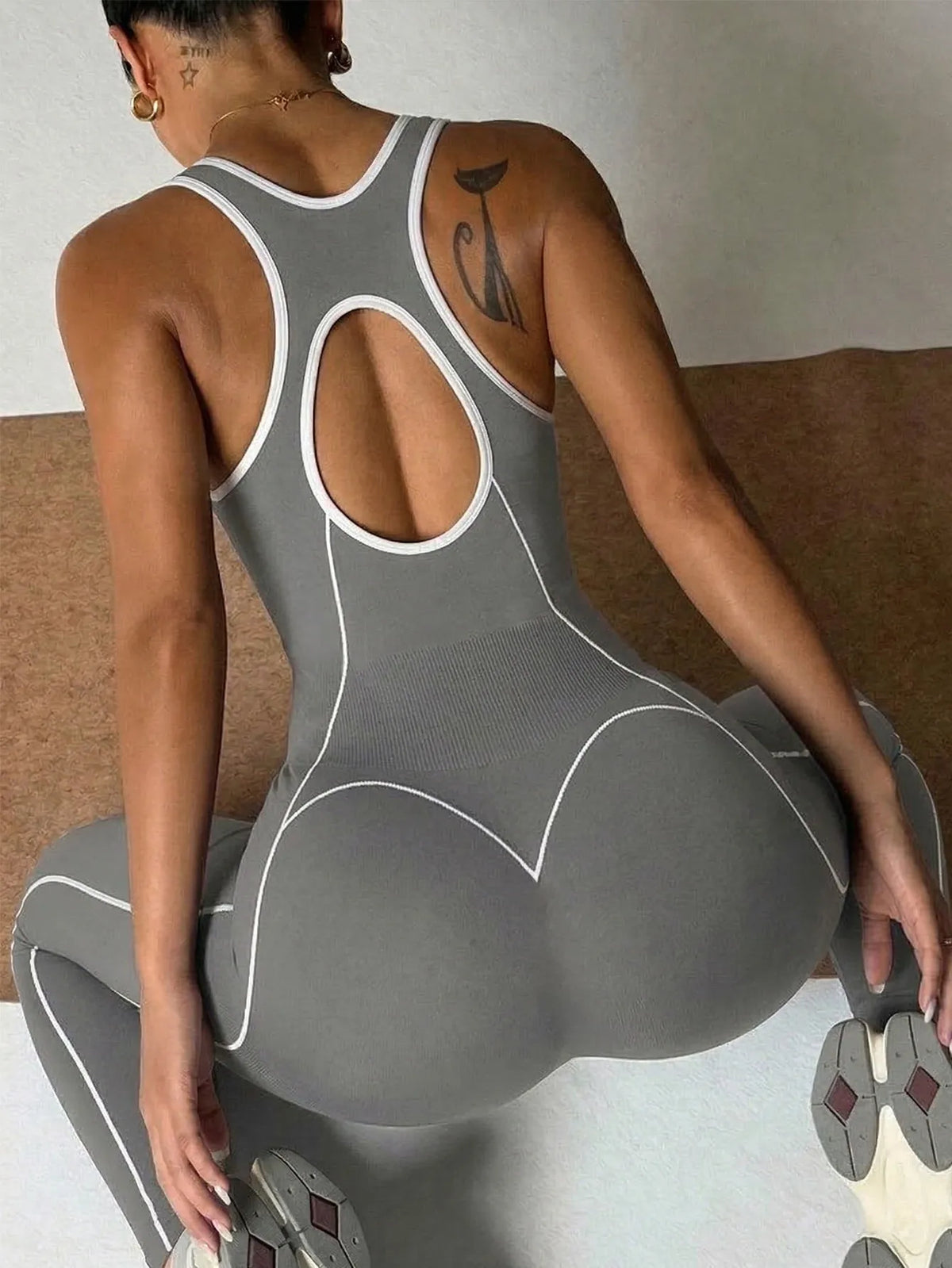 Women's One-piece Vest, Jumpsuit, Tight Fitting Jumpsuit, Back Hollow Yoga Suit