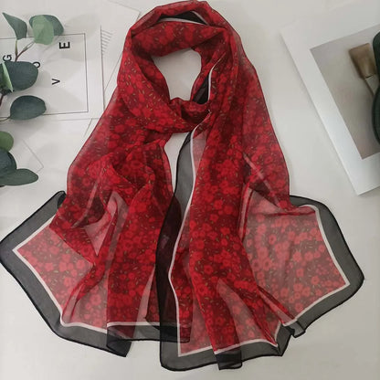 Small Flower Full of Stars Print Women Elegant Chiffon Georgette Bandana Scarf Summer Beach Sunscreen Thin Hijab Shawl