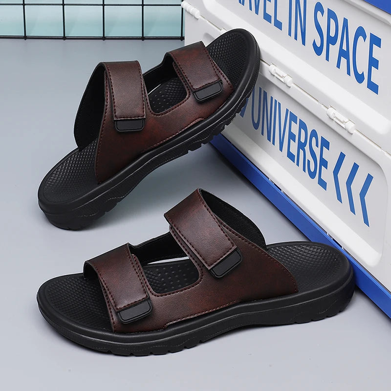 Men Slippers Shoes Solid Color Slip On Casual Beach Slides Mens Thick Sole Anti Slip Shoes for Men 2024 Summer Fashion Sandals