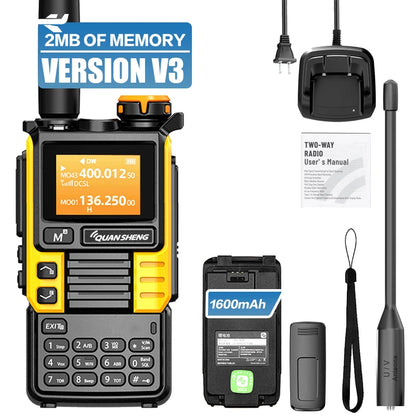 QUANSHENG UV-K5(99) V3 Walkie Talkie 2MB Memory 50-600MHz Air Band RX 5W Two Way Radio Type-C Wireless Copy Custom Firmware
