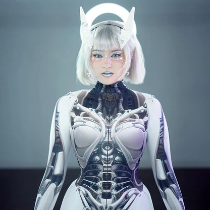 3D Printed Cosplay Bodycon Jumpsuits Y2k Techwear Long Sleeve Gothic Punk Playsuits Anime Women Mock Neck Zip Bodysuit