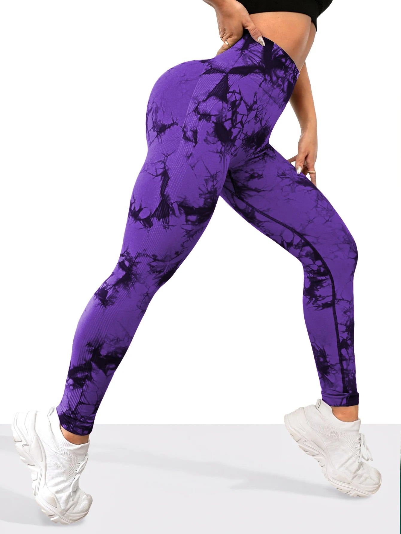 Women's Tie dye Seamless High-Waisted Yoga Pants Tummy Control Belly Band Pants Comfortable Stretchy Leggings for Women