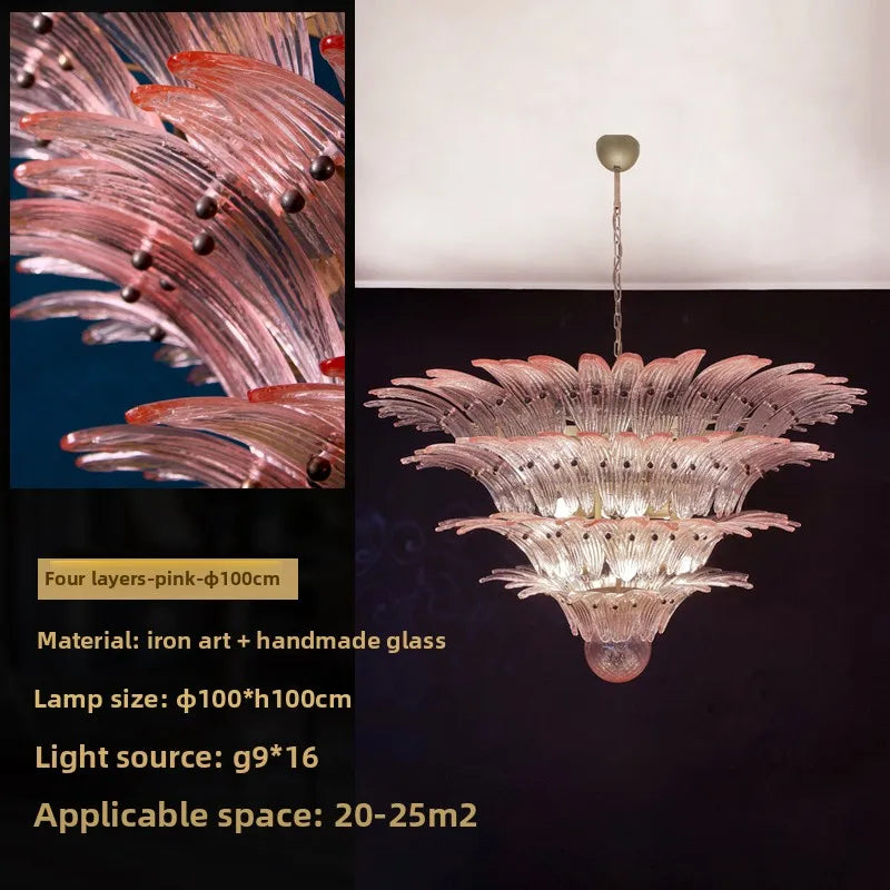 Modern Vintage French Glass Living Room Chandelier Designer Bedroom Mid-Century Style Duplex-Style Dining RoomLarge Villa Lights