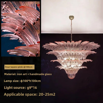 Modern Vintage French Glass Living Room Chandelier Designer Bedroom Mid-Century Style Duplex-Style Dining RoomLarge Villa Lights