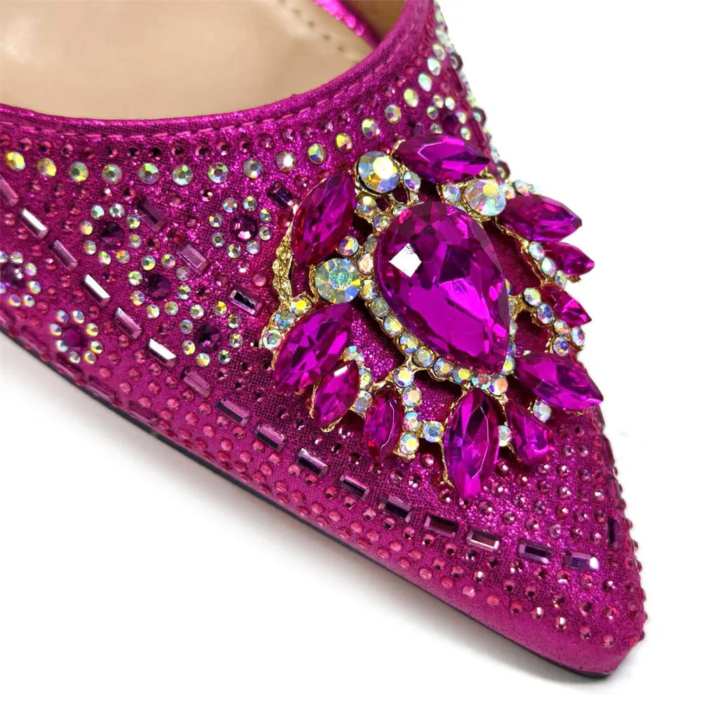 New Fashion Women's Summer Elegant High Heels Women's Sandals Luxury Wedding Italian Women's Party Shoes All Diamond