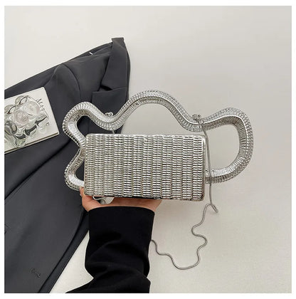 2026 Luxury Designer Women's Shoulder Bags Silver Evening Clutch Bag Trend Clip Party Purse Fashion Crossbody Handbag