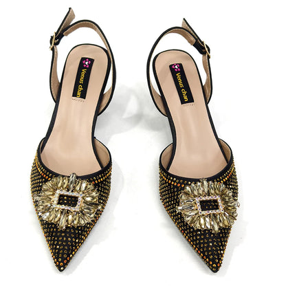 2026 Elegant Nigerian Women's Party Shoes with Medium Heel & Matching Handbag – Pointed Toe Fashion Footwear for Special
