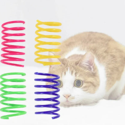 4Pcs Interactive Colorful Gauge Kitten Coil Spiral Springs Cat Toys for Kittens And Cats Pet Products