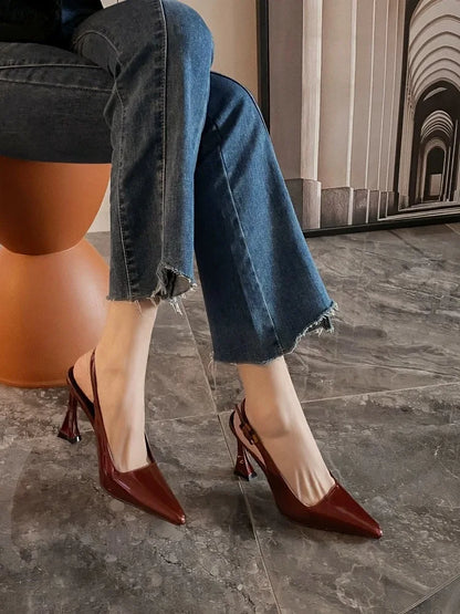 2026 New Fashion Women's Slingback Sandals Summer Pointed End Woman High Heels Dress Shoes Luxury Sandals Zapatos Mujer