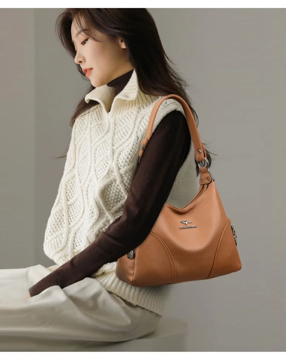 The New Style Bag Leather Luxury Handbags Women Bag Designer Solid Color Women Shoulder Messenger Bags for Women 2024 Sac A Main