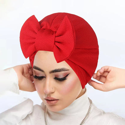 New Women Bow Knotted Turban Indian Hat Muslim Hijab Bonnet Hair Loss Headscarf Chemo Cap Headwear Bandanas Turbante Mujer