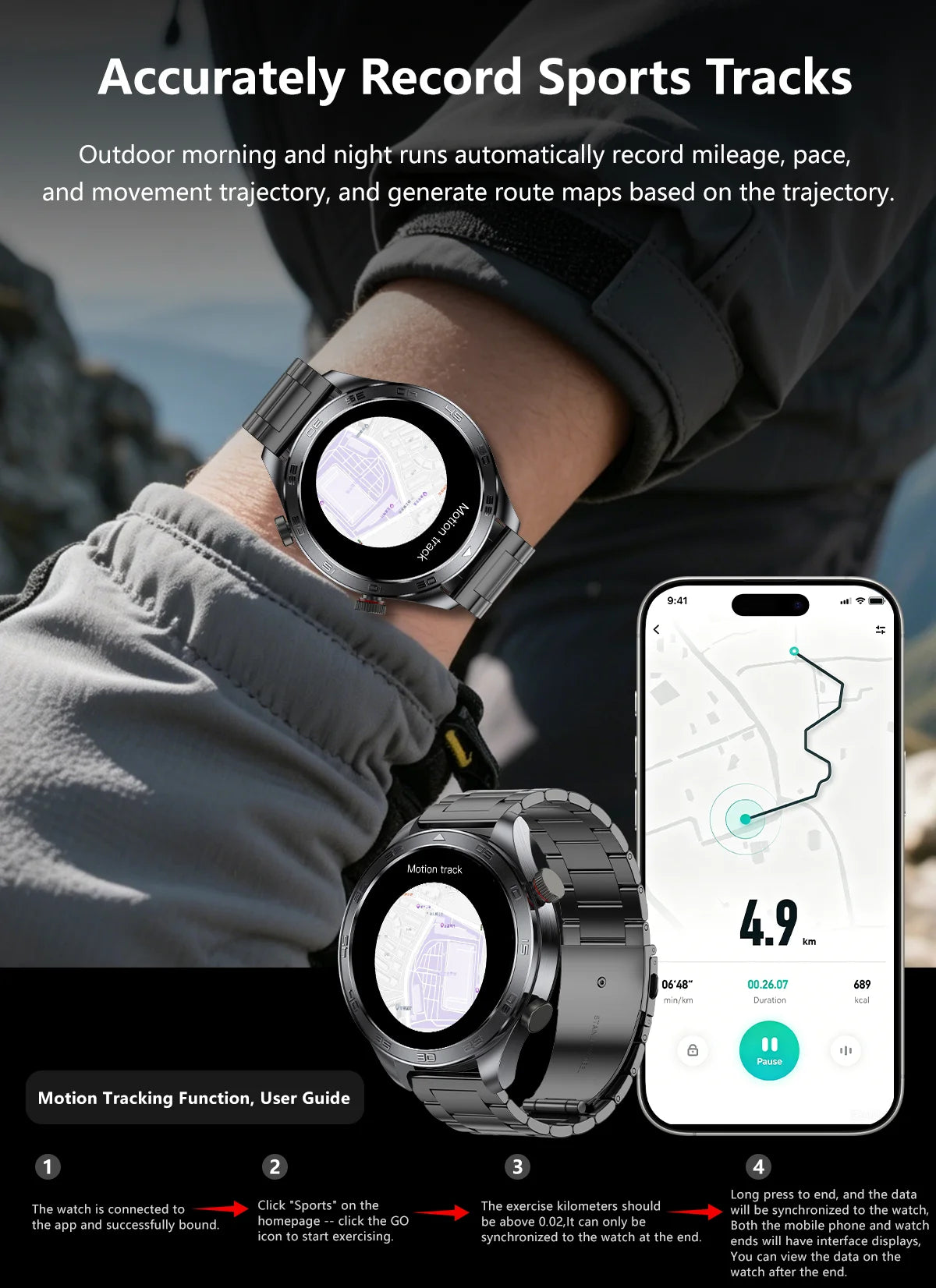 2026 new business men's smart watch 1000 mAh battery with compass altitude pressure IPX8 waterproof call sports health watch