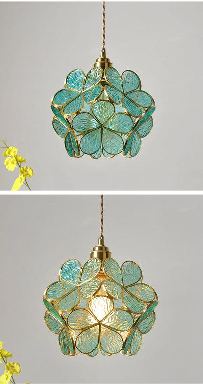 Modern Glass Pendant Lights for Restaurant Cafe Decoration Hanging Lamp Ceiling Chandeliers Nordic Flower Lighting Hotel Decor