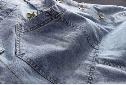 Denim Jumpsuits for Women Oversized Playsuit Denim Pants Loose High Waist Trousers Overalls for Women Clothes One-pieces XT1586