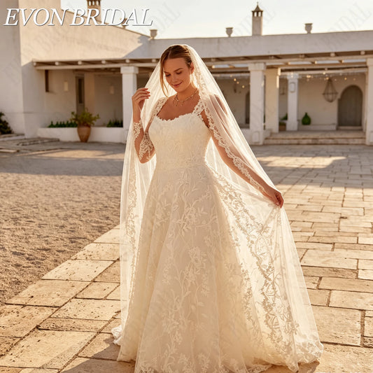 EVON BRIDAL Plus Size Strapless Wedding Gown For Women Lace Appliques A-Line Bride Dresses Vintage Vestidos De Novia Customized
