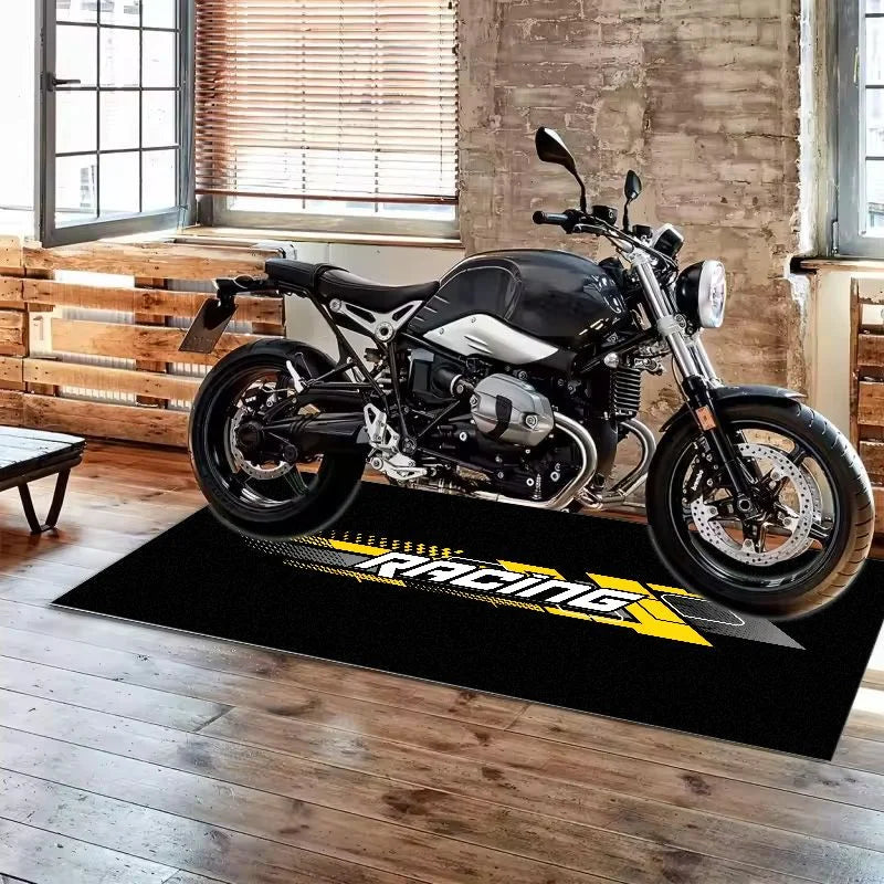 VIKAMA Race Track Pattern Motorcycle Pit Mat Non Slip Waterproof Oilproof Floor Rug For Garage Motorbike Parking Display