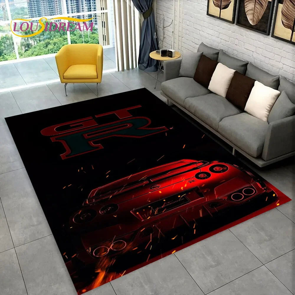GTR Racing Car N-Nissan Logo 3D Carpet Rug for Home Living Room Bedroom Sofa Motorcycle Doormat Decor,kid  Area Rug Floor Mat