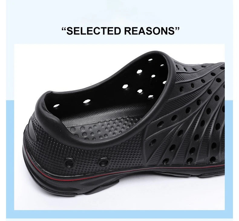 Crestar Men's Clogs Sandals Summer Holes Breathable Garden Home Sandals Fashion Outdoor Antiskid Sole Beach Slides Solid Color