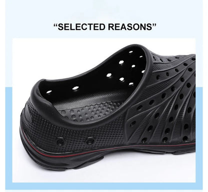 Crestar Men's Clogs Sandals Summer Holes Breathable Garden Home Sandals Fashion Outdoor Antiskid Sole Beach Slides Solid Color