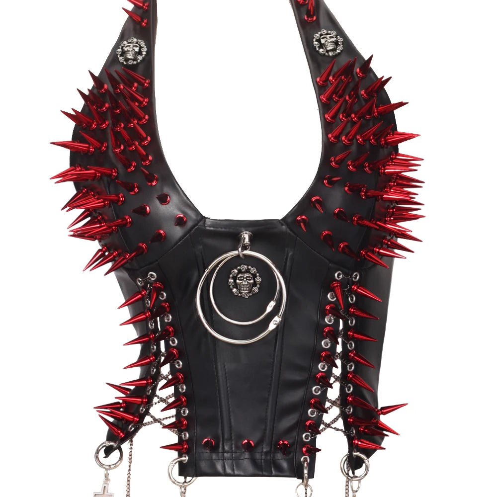 Goth Top Y2K Clothes Women's Tanks Emo Clothing Gothic Boho Tops with Spikes Punk Rock Teens Festival Spiked Bra Grunge T Shirt