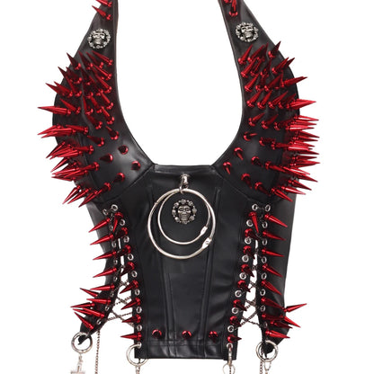 Goth Top Y2K Clothes Women's Tanks Emo Clothing Gothic Boho Tops with Spikes Punk Rock Teens Festival Spiked Bra Grunge T Shirt