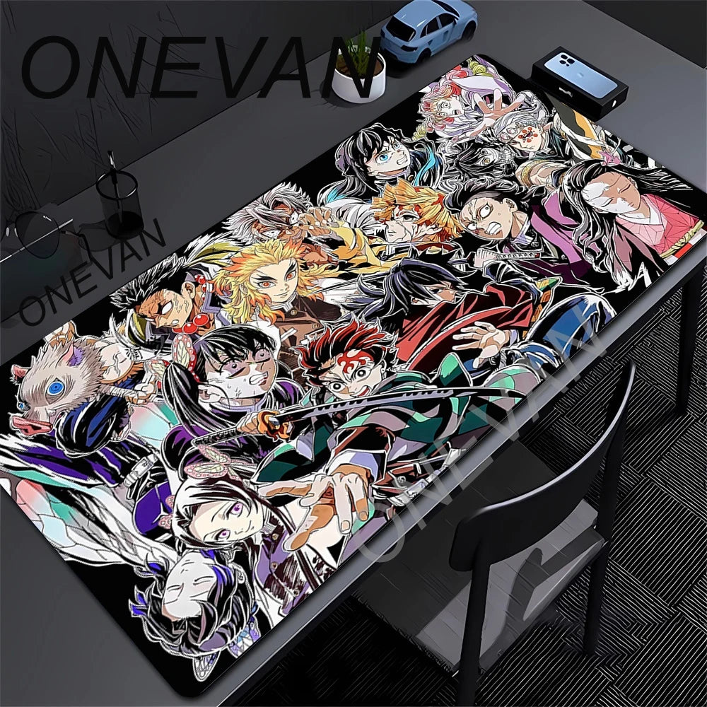 Large Mouse Pad Demon Slayer Nezuko Cute Anime Mousepads Kawaii Table Mats Office Accessories Deskmat Rubbe Lockedge Mouse Mat