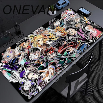 Large Mouse Pad Demon Slayer Nezuko Cute Anime Mousepads Kawaii Table Mats Office Accessories Deskmat Rubbe Lockedge Mouse Mat