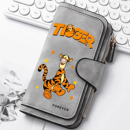 Winnie the Pooh Long Zip Wallet Multi-Card Cute Cartoon Pattern Soft Texture Wallet for Women Large Capacity Lady Clutch Bag
