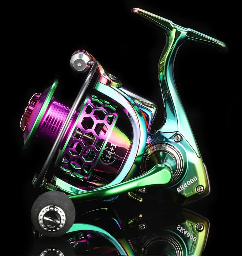 BILLINGS Spinning Reel 22LB Max Drag 14+1BB Ultra Smooth Professional Fishing Reel 5.0:1/4.7:1 Gear Ratio CNC Metal Spool Fishing Reels Wheel For Freshwater Saltwater