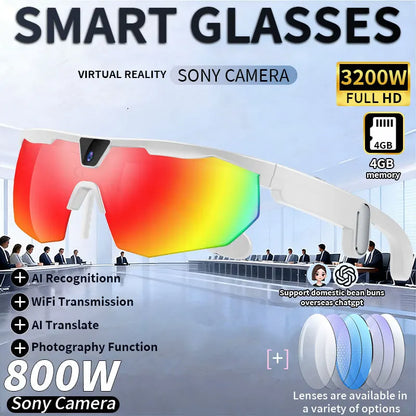 LIGE New Smart Glasses 800W Pixels Camera  1080P Video Waterproof Outdoor Cycling UV protection Bluetooth Call Smart Sunglasses