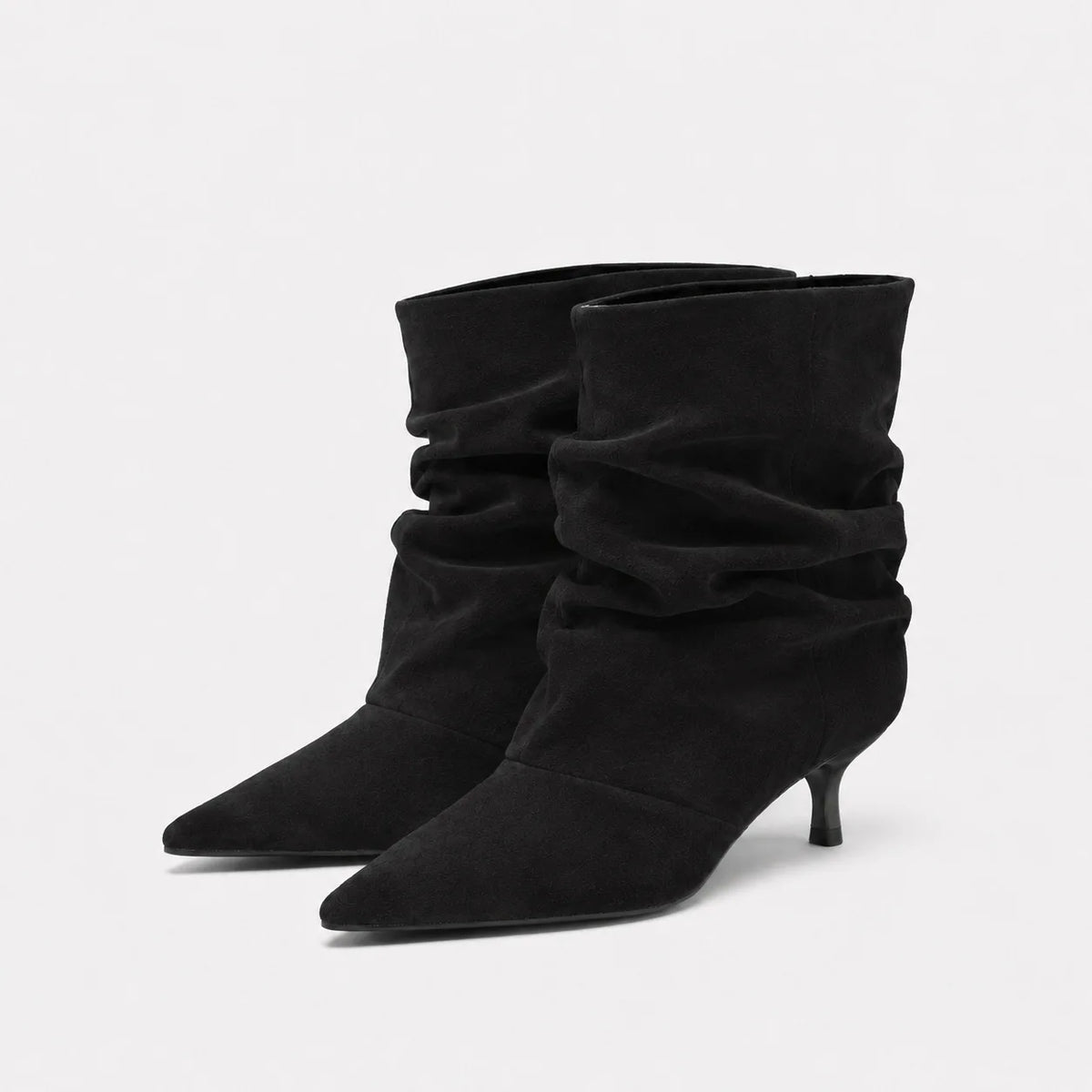 Brown Retro Elegant Designer Ankle Boots Women Fashion Pleated Suede Autumn Winter Kitten Heels Party Prom Chelsea Shoes