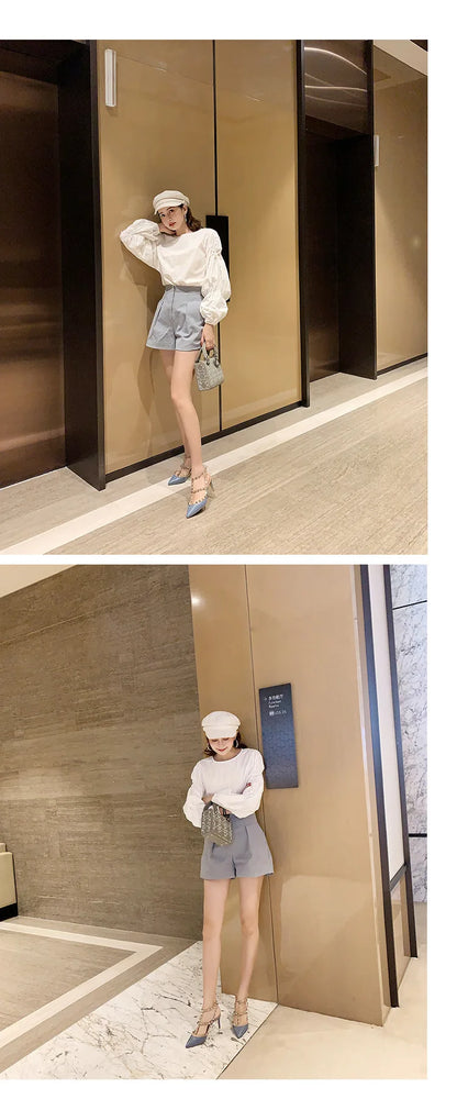 Women's Gladiator sandals Summer 2026 Luxury With Ankle Strap Pointed Toe Fashion Rivet High Heels Party Ladies Shoes Women 10cm