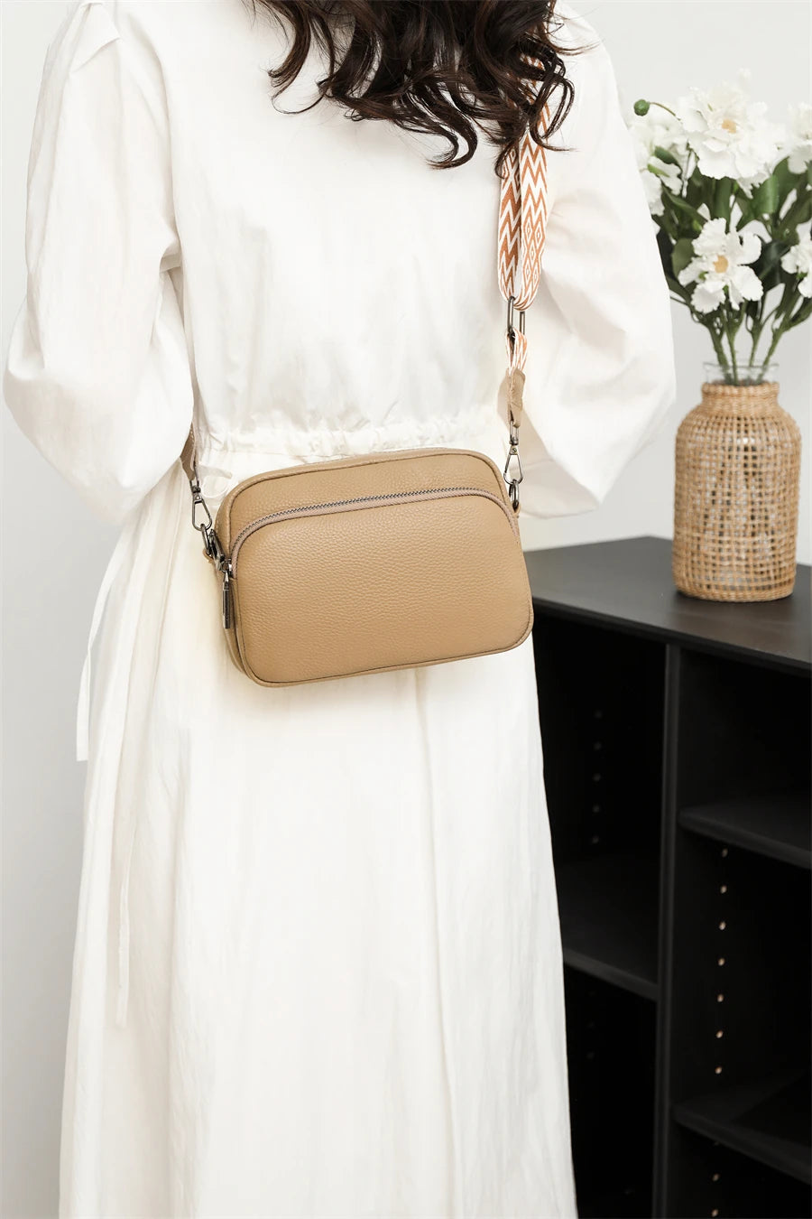 Luxury Solid Color Genuine Leather Ladies Messenger Bag 100% Soft Cowhide Shoulder Crossbody Bags For Women 2023 Female Handbags