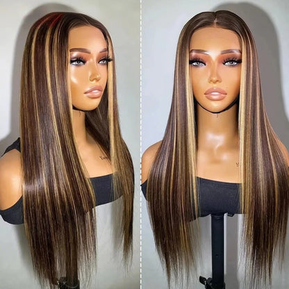 Debut Blonde Straight Lace Front Wigs 13x6x1 Lace Part Human Hair Wig For Women Transparent Lace Highlight Colored Remy Hair