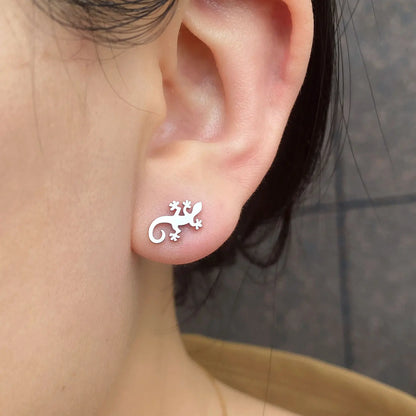 Minimalist Stainless Steel Earings Mini Heart Star Geometric Stud Earrings For Women Cute Cat Dog Flower Leaf Earrings Jewelry