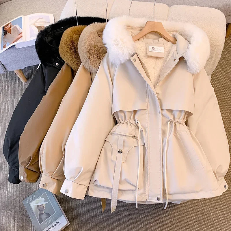 New Winter Women's Down Coat for Women, Slimming Fashionable Down Jacket with Fur Collar for Women Warm Winter Fur-lined Coat