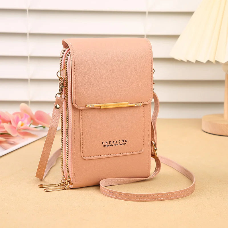 The Women Bag Touch Screen Cell Phone Purse Soft Leather Shoulder Bag Female Handbags Cheap Small Wallet Crossbody Bags
