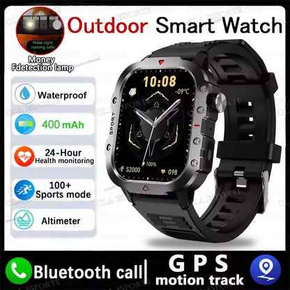 Military GPS Smart Watches For Men Flashlight Waterproof Outdoor Sport Tracker Bluetooth Call Smartwatch Man Women 2025 Pk h12