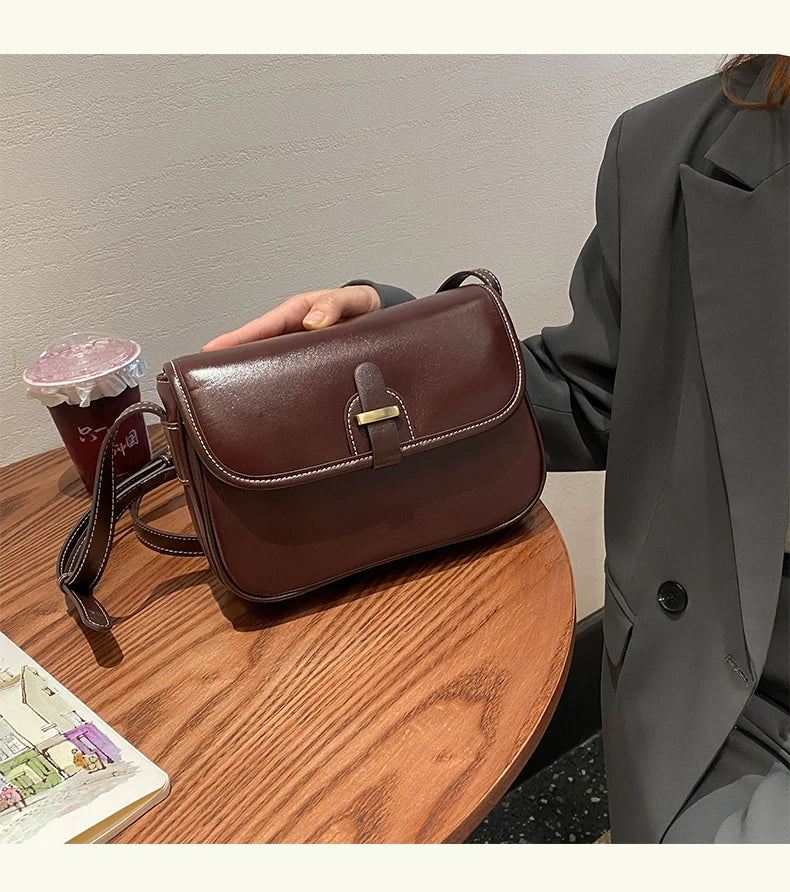 Female Cowhide Luxury Designer Handbags Women's Natural Cow Leather Shoulder Bag Ladies Fashion Small Square Crossbody Bags New
