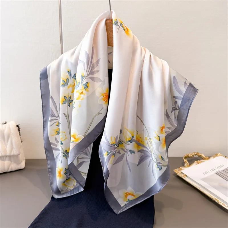70*70cm Zebra Stripes Print Head Scarf for Women Silk Square Scarves Foulard Bandana Fashion Decorate Hijab Female Neckerchief