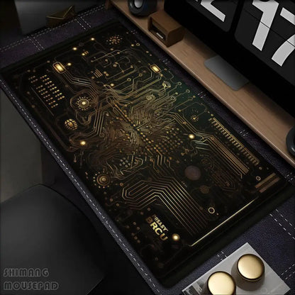 Black Circuit Board Pattern Mouse Pad Large Computer Office Table Mats Rubber Anti-slip Gaming Keyboard Mousepads Long Desk Pads