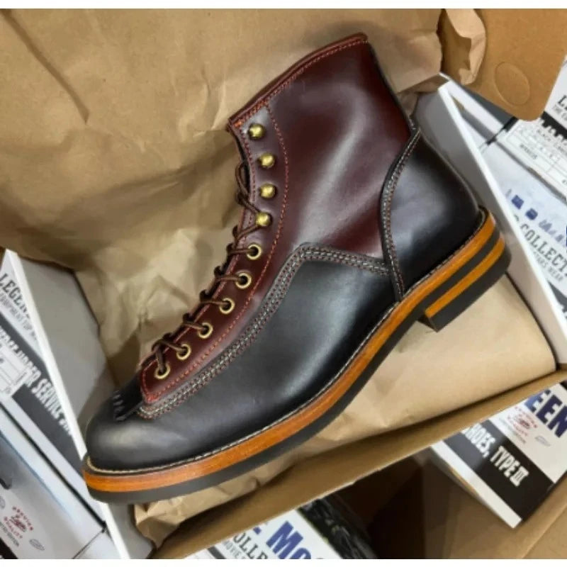 Hot New Arrival! Vintage Motorcycle Boots Casual Men Ankle Boots Cowhide Leather Shoes Wedge Tooling Desert Boots Moto Shoes